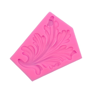 Pink silicone leaf mold for baroque fondant cake decorating and DIY resin crafts