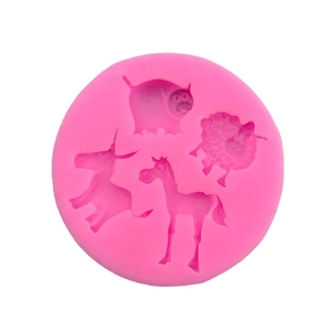 Moule en silicone rose à quatre formes animales pour décoration de gâteaux et chocolat