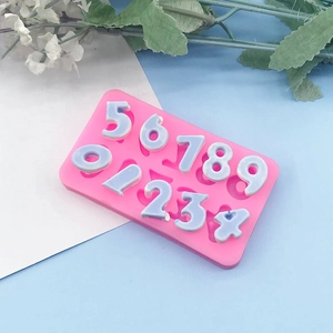 0-9 Numbers Silicone Mold DIY Cake Decoration Fondant Chocolate Biscuit Baking Tool For Plaster Epoxy Resin Craft Pink