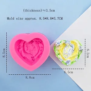 Moule en silicone cœur ailes d'ange pour savon et plâtre avec dimensions détaillées