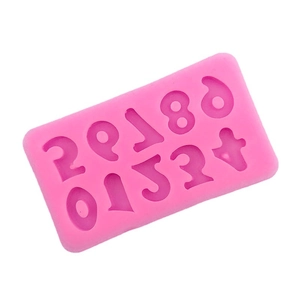 Pink silicone number 0-9 mold for DIY chocolate cake fondant and plaster crafts