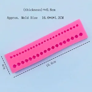 Pink silicone pearl border mold for DIY fondant cakes and pastry decorating tools