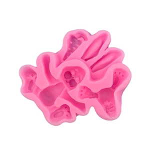 Pink silicone rabbit and carrot mold for baking chocolate fondant animal themed cakes