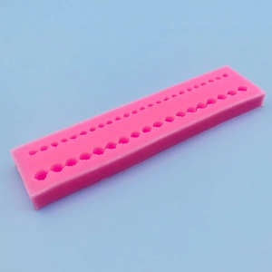 Pink silicone pearl bead mold with double rows for DIY fondant cake decoration