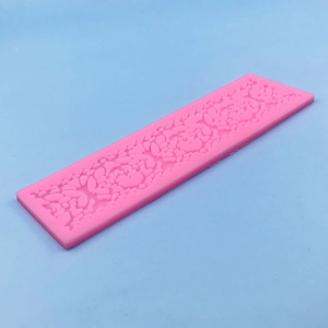 Pink rectangular silicone lace mold for cake fondant and DIY clay craft decoration