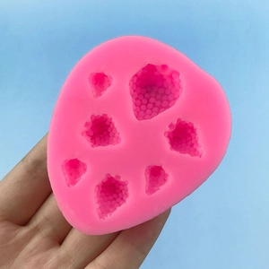 Pink silicone strawberry mold for DIY cake fondant and chocolate baking tool