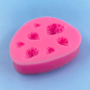 Pink silicone strawberry mold with 6 cavities for DIY chocolate fondant cake decorating