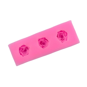 Rosa Silikonform mit drei 3D-Rosenblütenformen zum Backen und zur Schokoladenherstellung