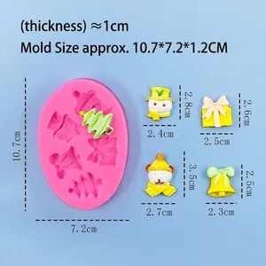 Pink silicone mold with Christmas tree and snowman shapes for DIY cake baking and crafts