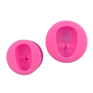 Pink silicone face molds in two sizes for handmade soap and DIY fondant crafting