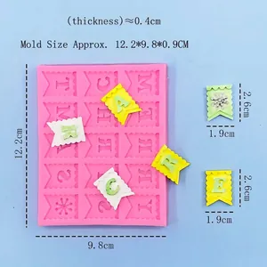 Pink silicone Merry Christmas banner mold for fondant and chocolate with size markings