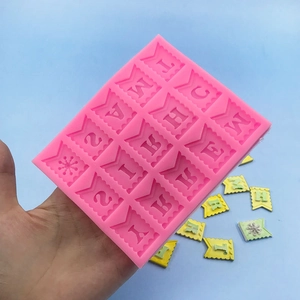 Pink silicone Merry Christmas bunting mold for fondant chocolate and holiday baking cakes