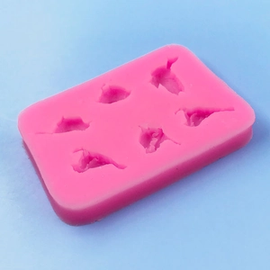 Pink 6-cavity cartoon bird silicone mold for DIY fondant cake and kitchen baking crafts
