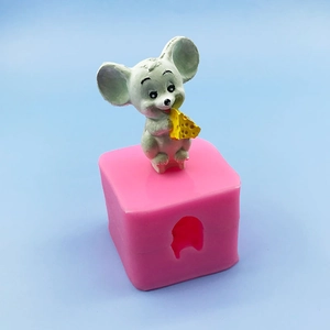 3D cartoon mouse with cheese silicone mold for DIY cake decorating and crafts projects