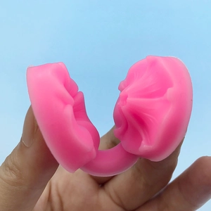Pink silicone five-petal flower press mold tool for fondant cake decoration