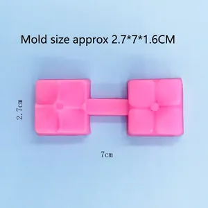 Pink silicone four-petal flower press mold for fondant and baking cake decorations