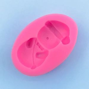 Detailed pink silicone snowman mold with scarf and hat for DIY fondant or chocolate