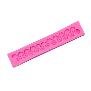 Pink silicone fondant cake lace mold with daisy sunflower floral patterns for decoration