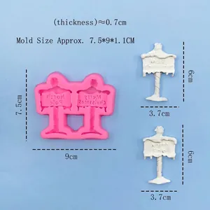 Pink Christmas signpost silicone mold for Merry Christmas DIY fondant cake and chocolate