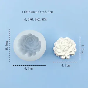 White rose flower silicone mold for chocolate cake or candle making with size details