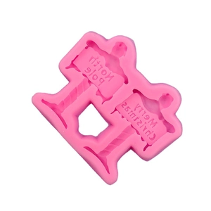 Pink silicone mold with North Pole and Merry Christmas road signs for DIY fondant cake