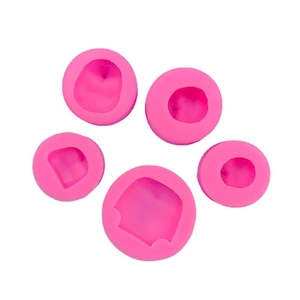 Set of 5 pink silicone face molds for handmade DIY soap, candles and baking crafts