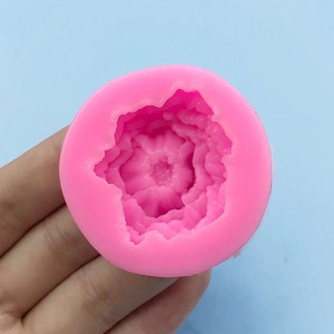 Pink silicone flower mold for DIY peony shaped candles and handmade soap making