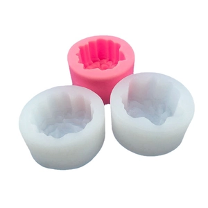 Pink and translucent white floral silicone molds for soap and mooncake making