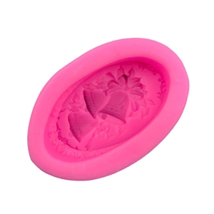 Rose pink silicone Christmas bell mold for fondant baking and handmade soap crafts