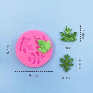 Leaf shape silicone fondant mold set for cake decorating with detailed vein textures