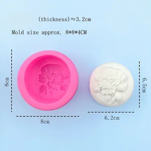 Moule silicone tête de fille de forêt pour gâteau fondant et savons en relief plâtre