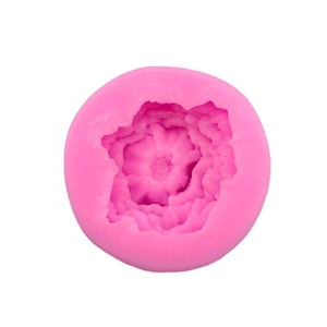 Pink silicone flower mold with peony design for DIY resin crafts and baking