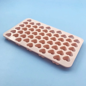 Pink silicone mold with 55 mini heart cavities for chocolate and DIY candy making