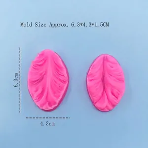 Pink leaf texture silicone mold for DIY fondant cake decoration and baking tools