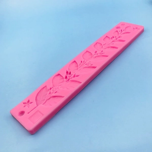 Pink silicone leaf and flower vine mold for DIY fondant cake border decoration
