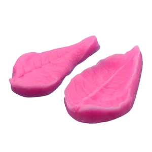 Pink silicone leaf mold for fondant flower decoration and pastry baking tools