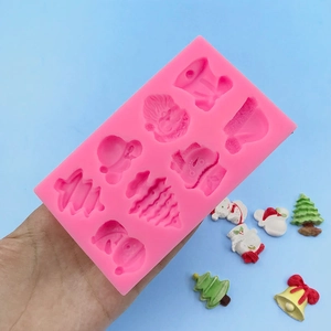 Christmas snowman and tree silicone mold for DIY chocolate fondant cake baking decorations