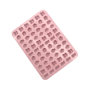 Pink silicone fruit mold with cherry pineapple apple strawberry shapes for DIY candy baking