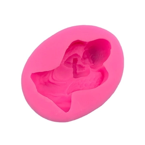 Bright pink 3D sleeping baby angel silicone mold for fondant and cake decorating