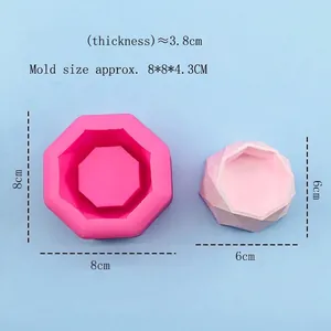 Octagonal silicone mold for 3D flower pots and DIY succulent planters with dimensions
