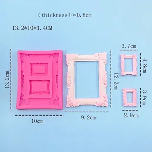 European style vintage frame silicone cake molds with floral relief for DIY baking tools