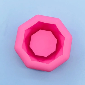 Top view of a pink octagonal silicone mold for DIY succulent pots and 3D resin casting