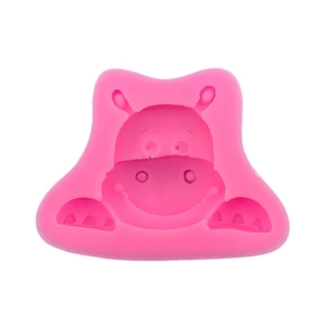 Pink hippo silicone mold for DIY baking, mousse cake, chocolate, and clay crafting