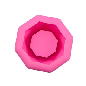 Pink octagonal silicone mold for 3D flower pots and DIY resin crafts with geometric facets