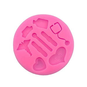 Moule en silicone infirmière pour chocolat et résine avec stéthoscope et petit cœur