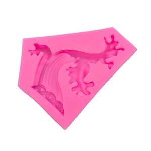 Pink wave and coral pattern silicone mold for DIY cake baking and resin casting craft