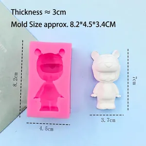 Pink silicone bear mold for DIY chocolate cake decorating and gypsum plaster crafts