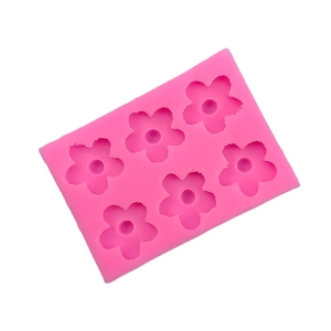 Pink 6-cavity flower silicone mold for DIY chocolate cake and plaster crafts