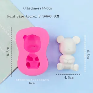 Teddy bear silicone mold set with detailed dimensions for DIY resin and chocolate crafts