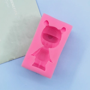 Pink rectangular silicone mold for bear-shaped chocolates, candles and soap making